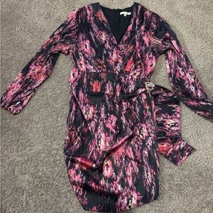 Wayf Long Sleeve Abstract Dress - Pink and Black